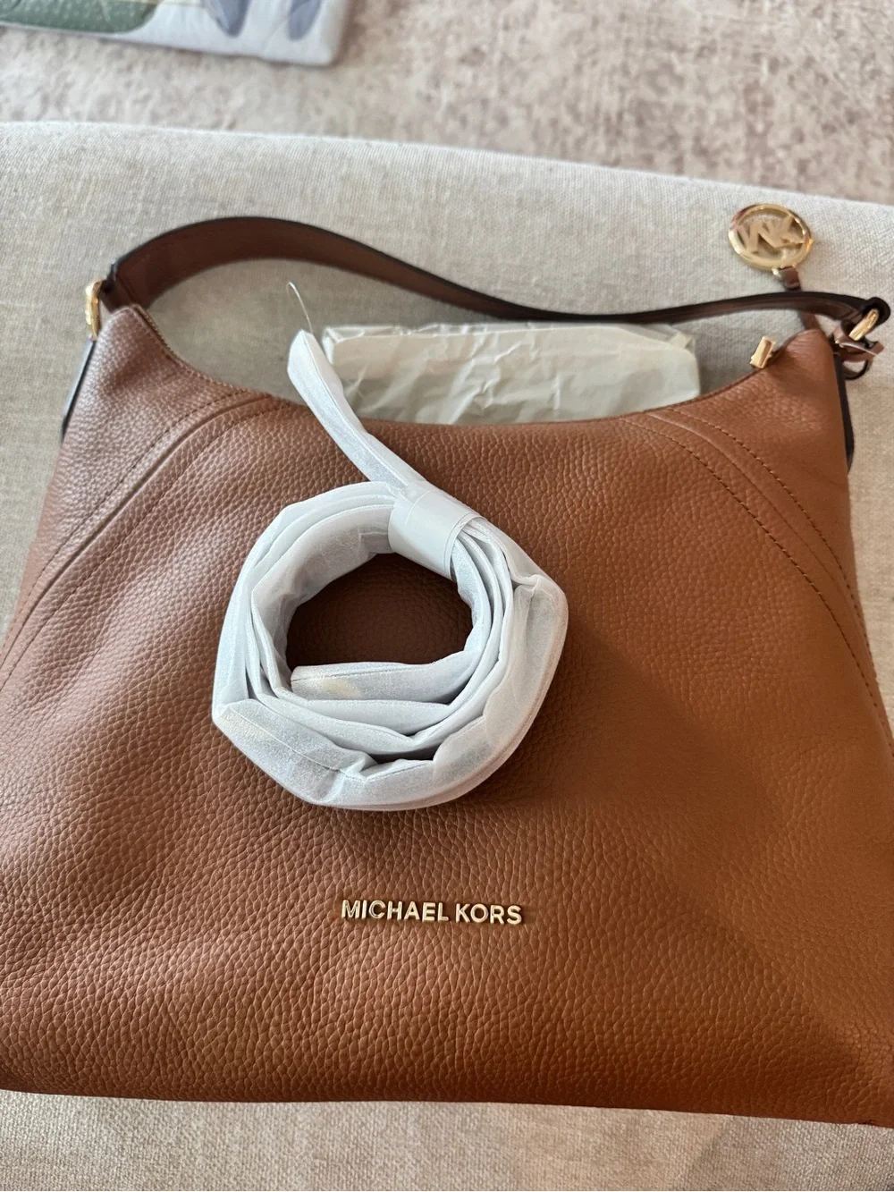 Michael Kors Chocolate Brown Pebbled Leather Shoulder Bag